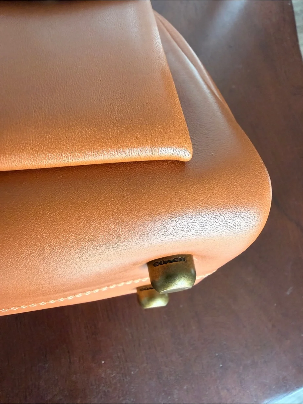 Coach Twin Turnlock 20 Satchel in Toffee with Brass Hardware - NWOT